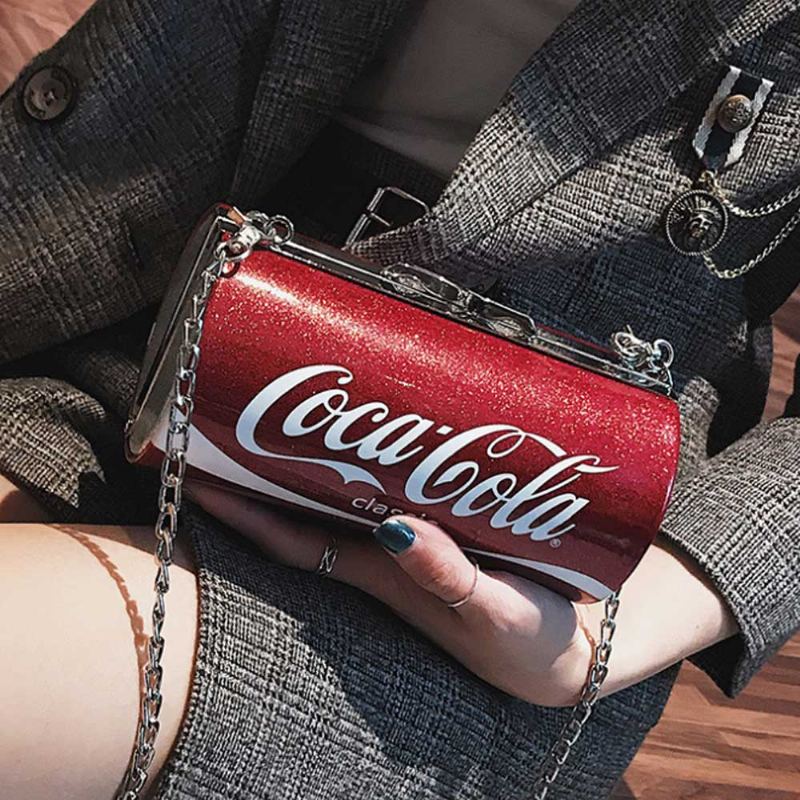 Roztomilá Kreativní Taška Přes Rameno Coca-cola Sprite Can Lady Pevná Pu Písmena Dekorace Malá Tělo Pro Ženy