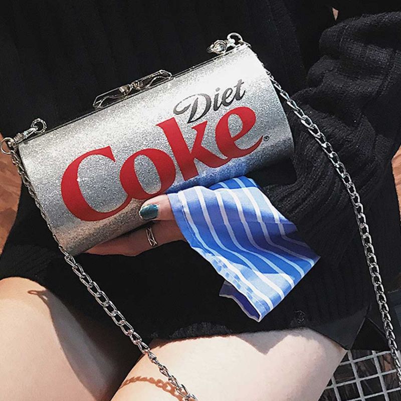 Roztomilá Kreativní Taška Přes Rameno Coca-cola Sprite Can Lady Pevná Pu Písmena Dekorace Malá Tělo Pro Ženy