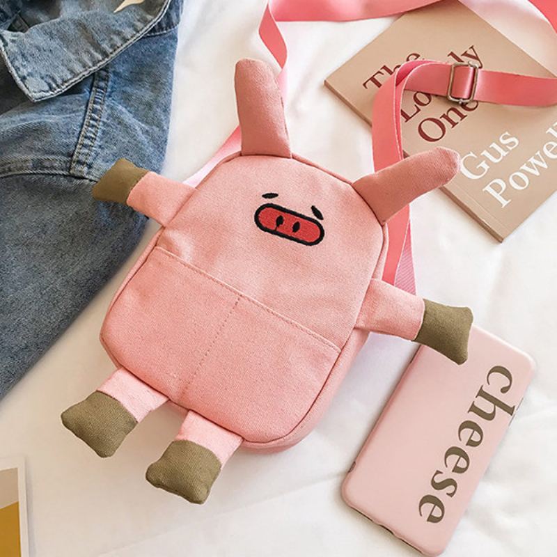 Roztomilé Prase Cartoon Shape Plátěná Taška Crossbody Kabelka Pro Ženy Dívky