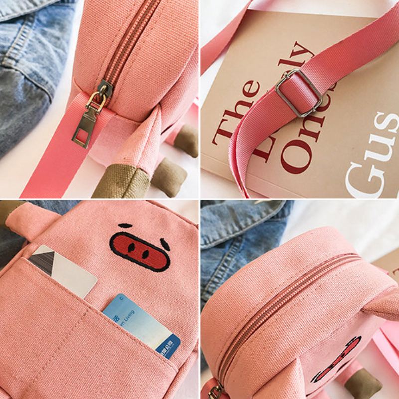 Roztomilé Prase Cartoon Shape Plátěná Taška Crossbody Kabelka Pro Ženy Dívky