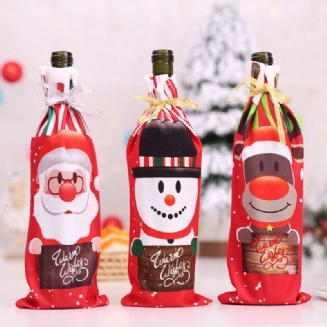 Table Decor Dinner Party Červené Víno Vánoční Santa Tree Bottle Cover Bag Sets