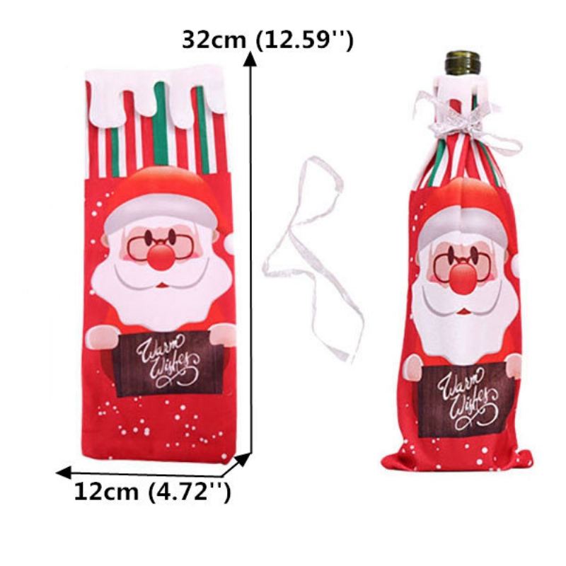 Table Decor Dinner Party Červené Víno Vánoční Santa Tree Bottle Cover Bag Sets