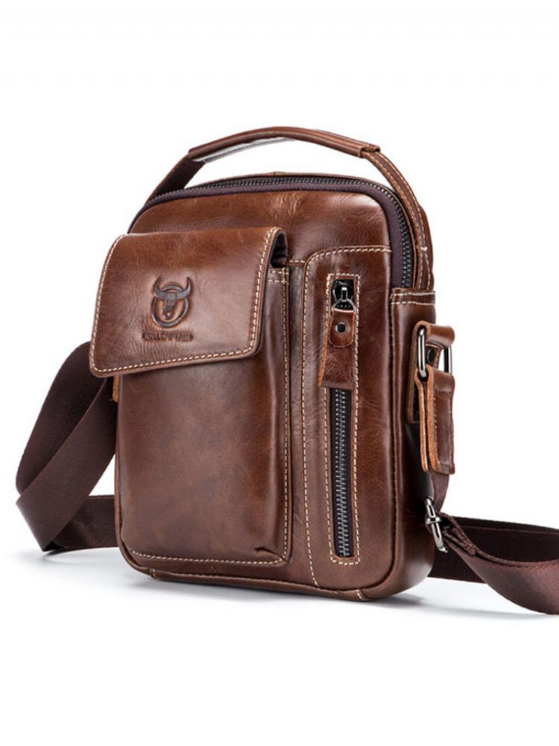 Taška Bullcaptain Z Pravé Kůže Business Messenger Bag Vintage Crossbody Kabelka Pro Muže