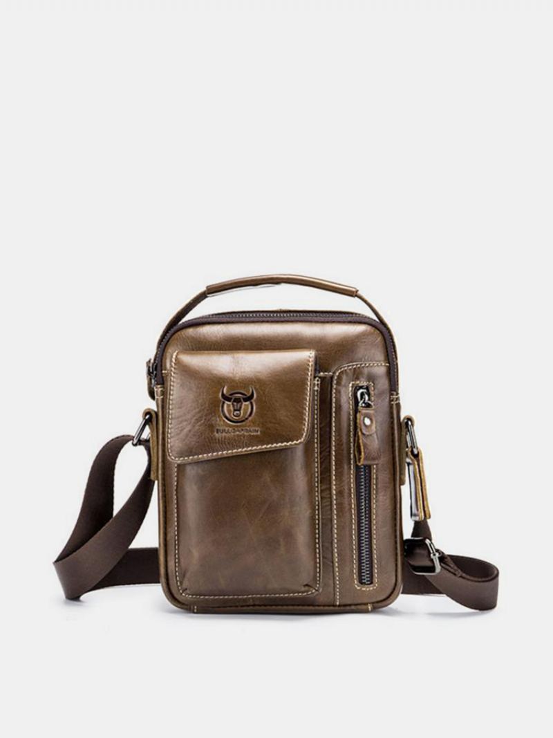 Taška Bullcaptain Z Pravé Kůže Business Messenger Bag Vintage Crossbody Kabelka Pro Muže