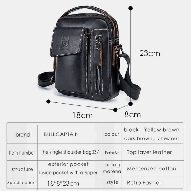 Taška Bullcaptain Z Pravé Kůže Business Messenger Bag Vintage Crossbody Kabelka Pro Muže