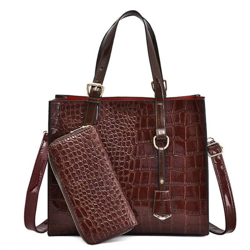 Taška Crocodile Pattern Female 2023 Nová Retro Přes Rameno Wild Messenger Bag Mother Bag A Generation