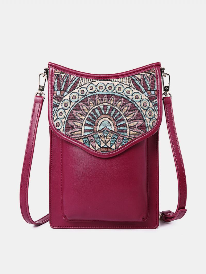 Tašky Přes Rameno Ve Stylu Brenice Bohemia Vintage Canvas Flower Potisk Na Telefon Crossbody