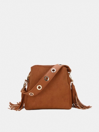 Tassel Bucket Bag Pu Kožená Kabelka Přes Rameno Crossbody Pro Ženy