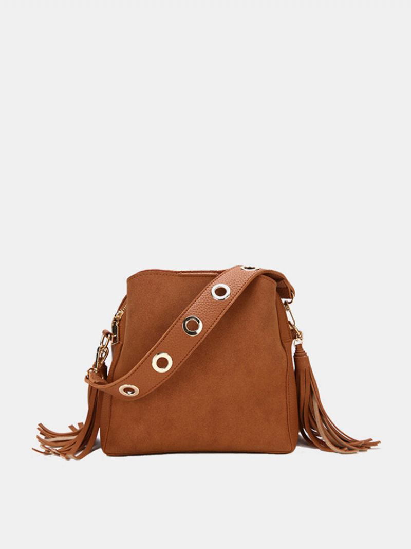 Tassel Bucket Bag Pu Kožená Kabelka Přes Rameno Crossbody Pro Ženy