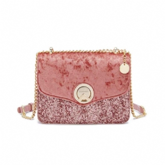 Velvet Chain Small Square Bag Módní Všestranná Taška Přes Rameno S Efektní Crossbody Kabelkou S Kulatým Plátem