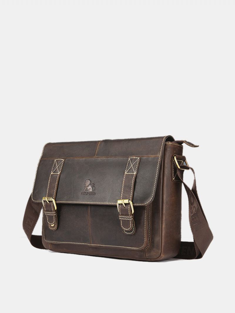 Vintage Obchodní Crossbody Kabelka Z Pravé Kůže Pro Muže