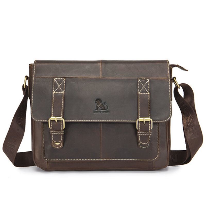 Vintage Obchodní Crossbody Kabelka Z Pravé Kůže Pro Muže