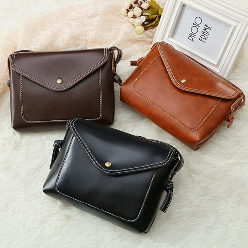 Women Men Oil Leather Pu Crossbody Bag Envelope Bag Messenger Bag