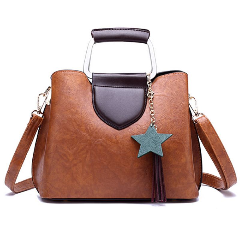 Women Oil Wax Leather Crossbody Bag Kabelka Hardware Handle