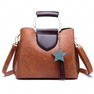 Women Oil Wax Leather Crossbody Bag Kabelka Hardware Handle