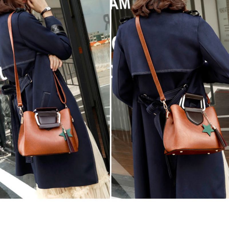 Women Oil Wax Leather Crossbody Bag Kabelka Hardware Handle