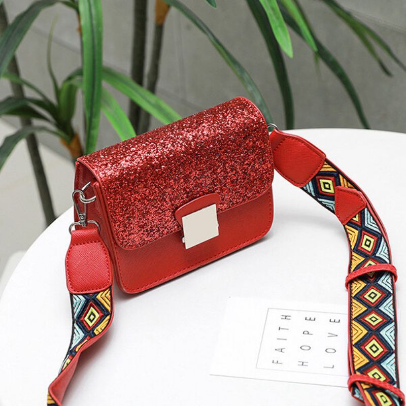 Women Personality Square Bag Sequin Crossbody Kabelka Široká Taška Přes Rameno