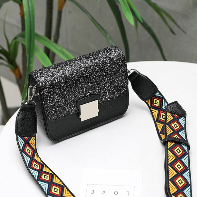 Women Personality Square Bag Sequin Crossbody Kabelka Široká Taška Přes Rameno