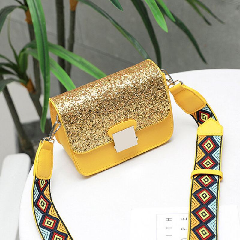 Women Personality Square Bag Sequin Crossbody Kabelka Široká Taška Přes Rameno