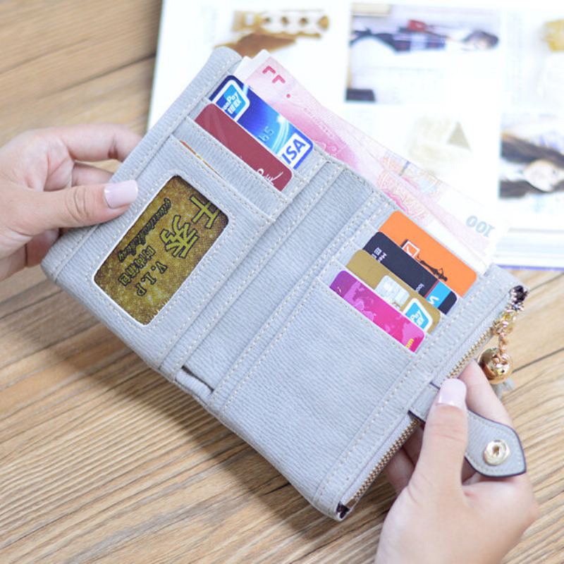 Women Pu Fold Short Wallet Elegant Clutches Peněženka Coin Bag