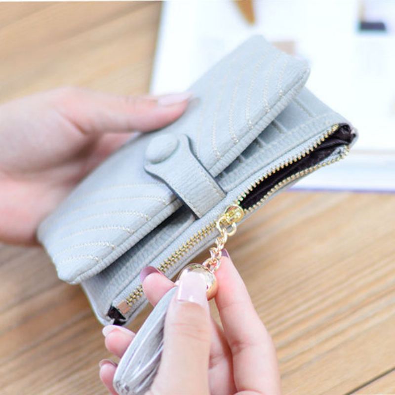 Women Pu Fold Short Wallet Elegant Clutches Peněženka Coin Bag