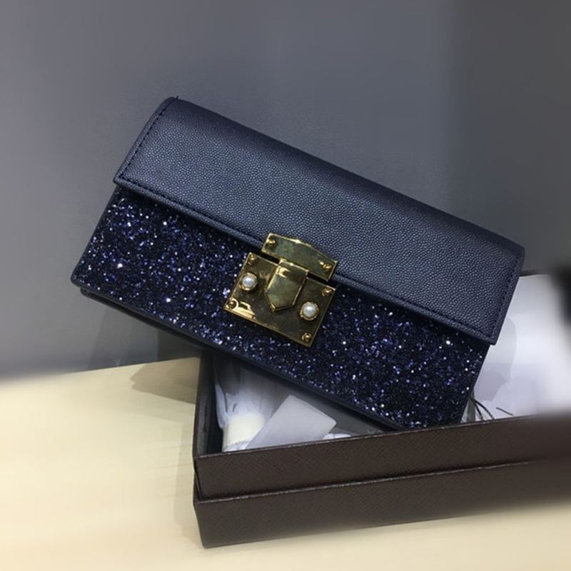 Ženy Dlouhá Peněženka Vintage Dámské Peněženky Z Pu Kůže Flitrové Kabelky Slim Clutch Bag Make Up Bag Banket Bag