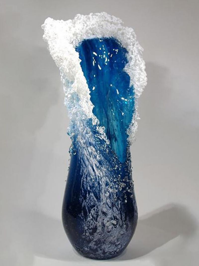 1 Ks 24.5/10cm Majestic-wavy Váza Moderní Ocean Blue Květinové Vrcholy Květináč Bonsai Obývací Pokoj Ložnice Domácí Dekorace