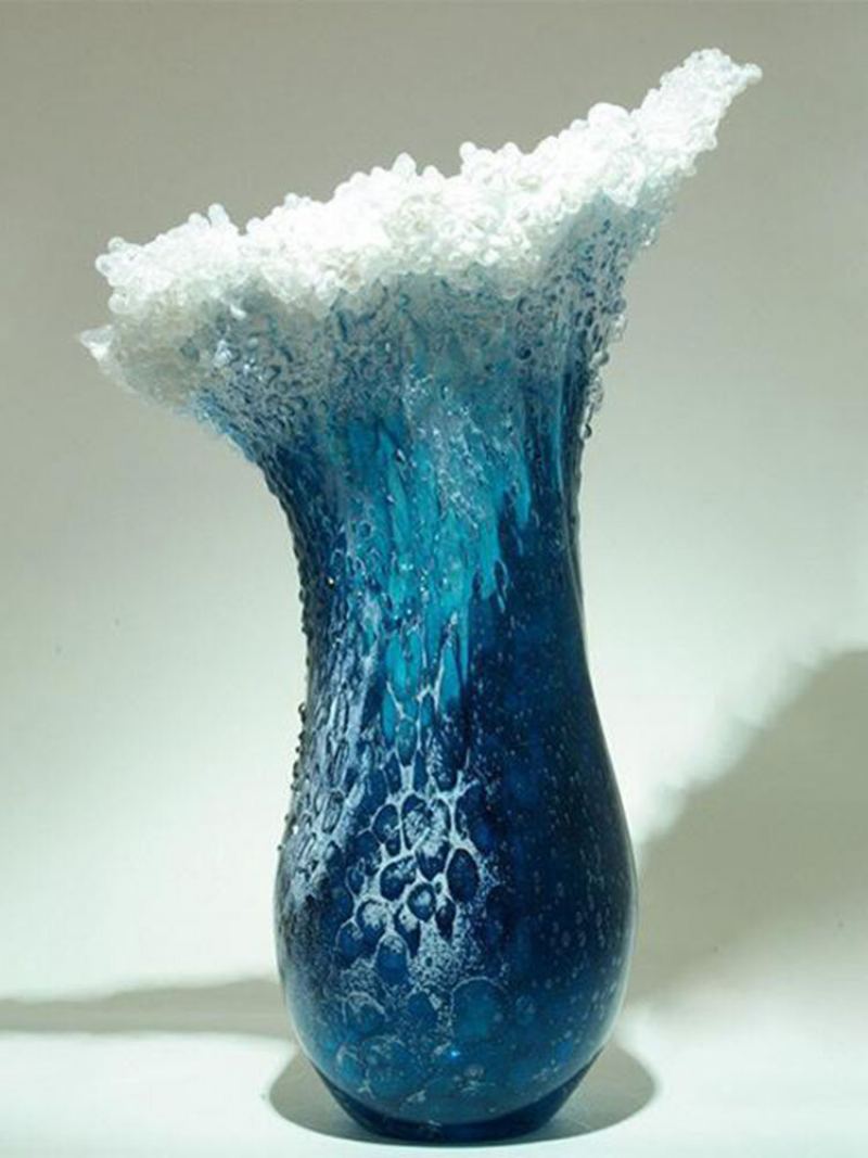 1 Ks 24.5/10cm Majestic-wavy Váza Moderní Ocean Blue Květinové Vrcholy Květináč Bonsai Obývací Pokoj Ložnice Domácí Dekorace