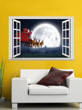 1 Ks Santa Claus Deer Pattern Vánoční Série Pvc Potisk Samolepící Domácí Dekorace Do Ložnice Samolepky Na Stěnu Obývacího Pokoje