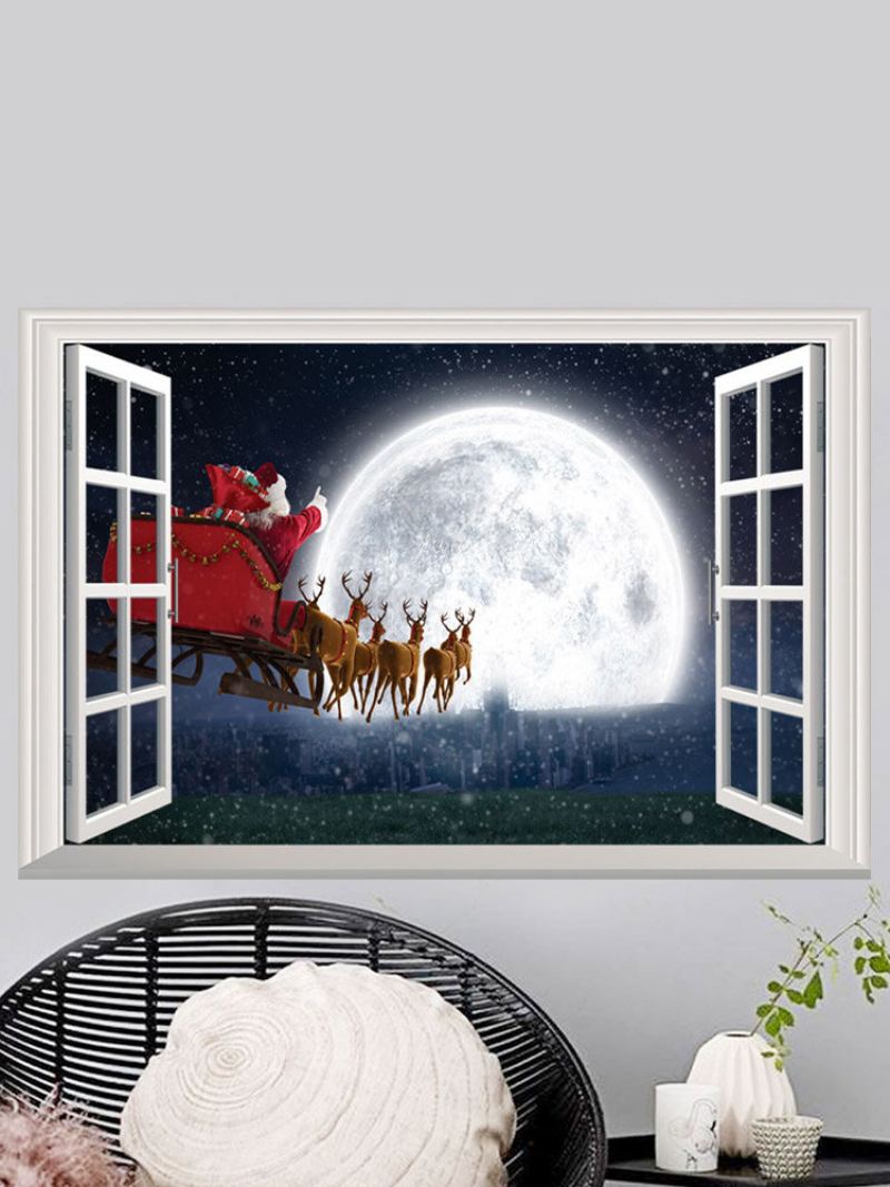 1 Ks Santa Claus Deer Pattern Vánoční Série Pvc Potisk Samolepící Domácí Dekorace Do Ložnice Samolepky Na Stěnu Obývacího Pokoje