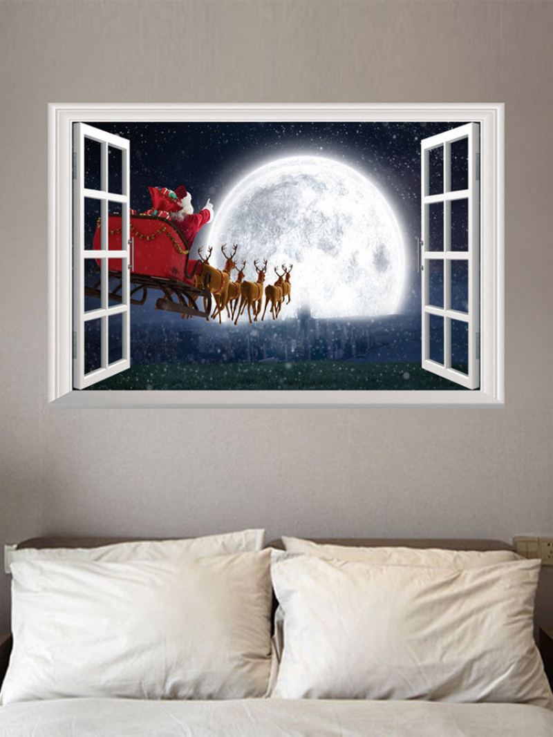 1 Ks Santa Claus Deer Pattern Vánoční Série Pvc Potisk Samolepící Domácí Dekorace Do Ložnice Samolepky Na Stěnu Obývacího Pokoje