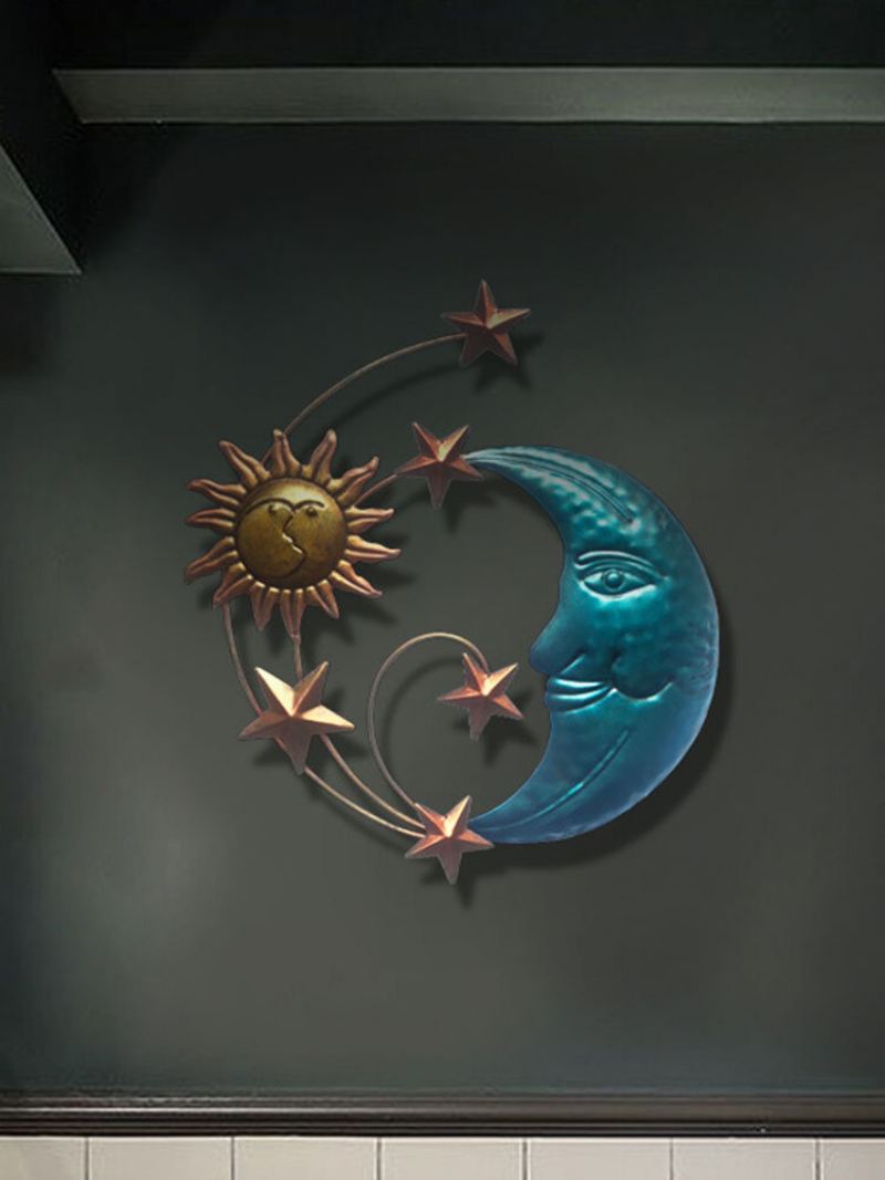 1 Pc Iron Sun Moon Face Wall Art Dekorace Kreativní Závěsné Ozdoby Domácí Moderní Jednoduchost Nástěnná Umělecká