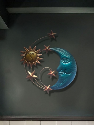 1 Pc Iron Sun Moon Face Wall Art Dekorace Kreativní Závěsné Ozdoby Domácí Moderní Jednoduchost Nástěnná Umělecká