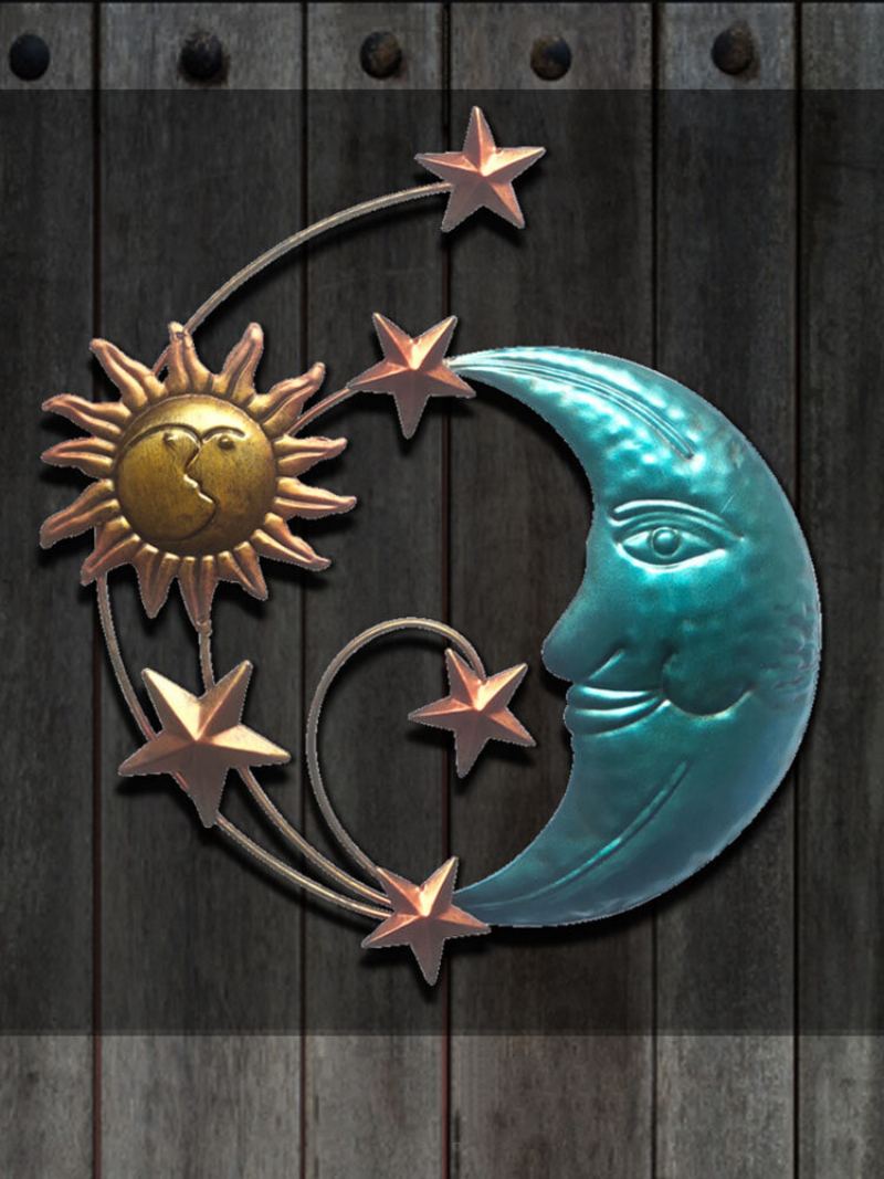 1 Pc Iron Sun Moon Face Wall Art Dekorace Kreativní Závěsné Ozdoby Domácí Moderní Jednoduchost Nástěnná Umělecká