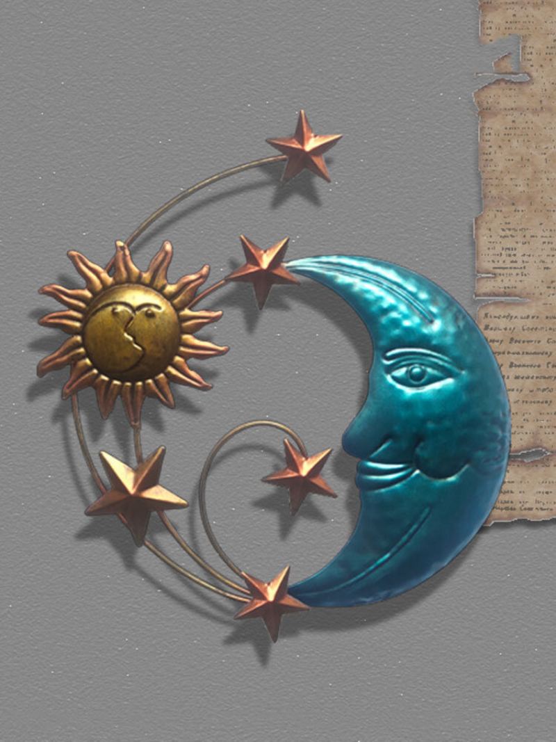 1 Pc Iron Sun Moon Face Wall Art Dekorace Kreativní Závěsné Ozdoby Domácí Moderní Jednoduchost Nástěnná Umělecká