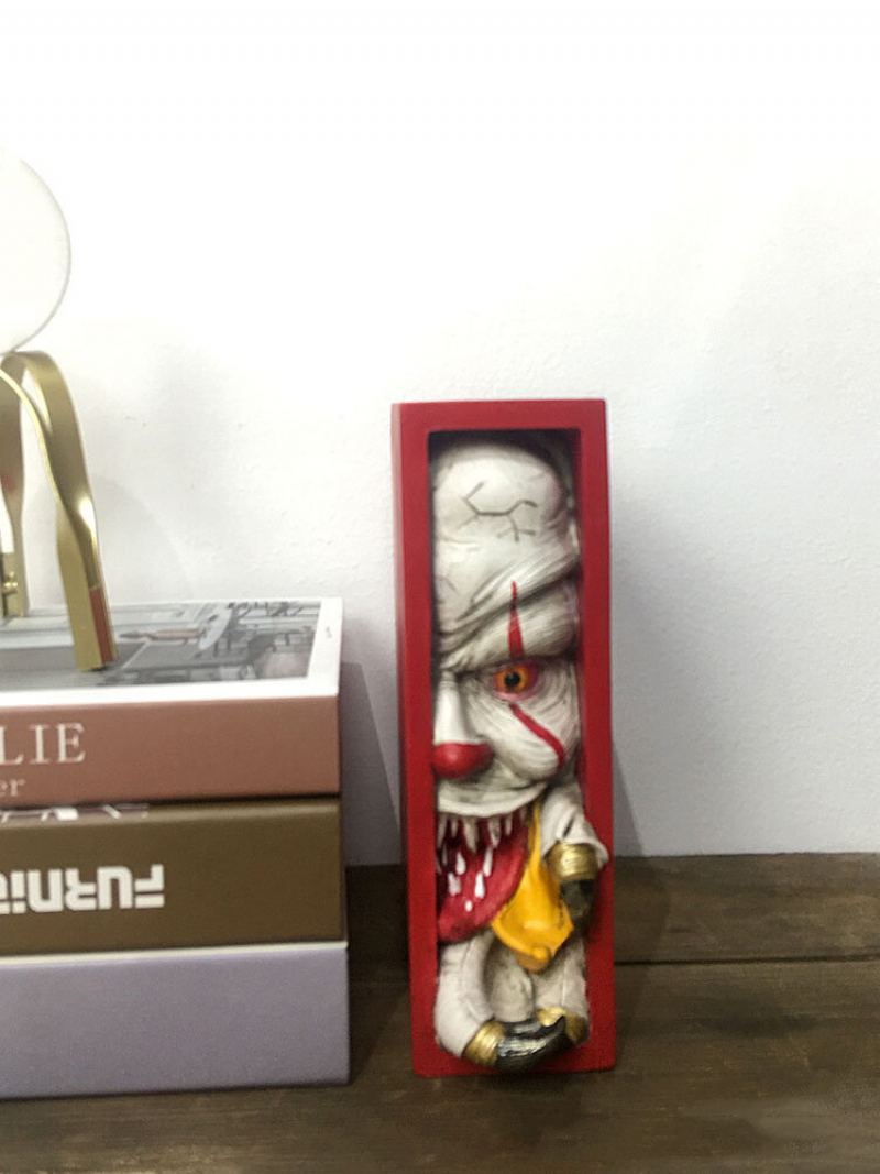 1 Pc Monster Bookends Lebka Dekor Figurky Socha Ďábla Horor Vykukující Na Polici Lidská Tvář Pryskyřice Domácí Dekorace Řemesla