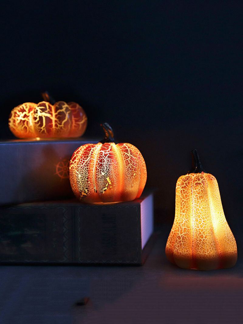 1 Pc Simulace Halloweenské Dýňové Lampy Dýňová Led Svíčka Pryskyřice Světelné Ozdoby Dýně Světelná Dekorace Rozvržení Rekvizity