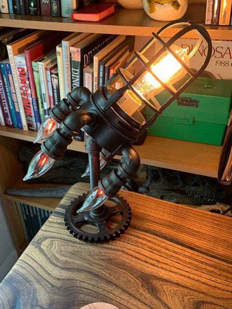 1 Pc Vintage Steampunk Rocket Lamp Cool Led Stolní Noční Lampa Domácí Kancelář Dekorace Řemesla Den Otců