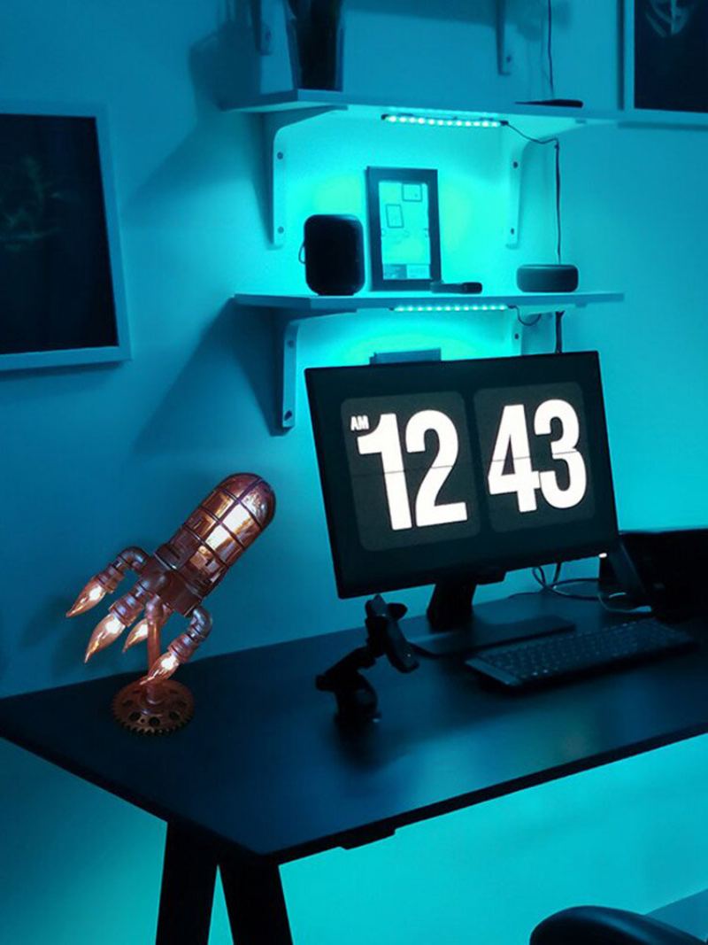 1 Pc Vintage Steampunk Rocket Lamp Cool Led Stolní Noční Lampa Domácí Kancelář Dekorace Řemesla Den Otců