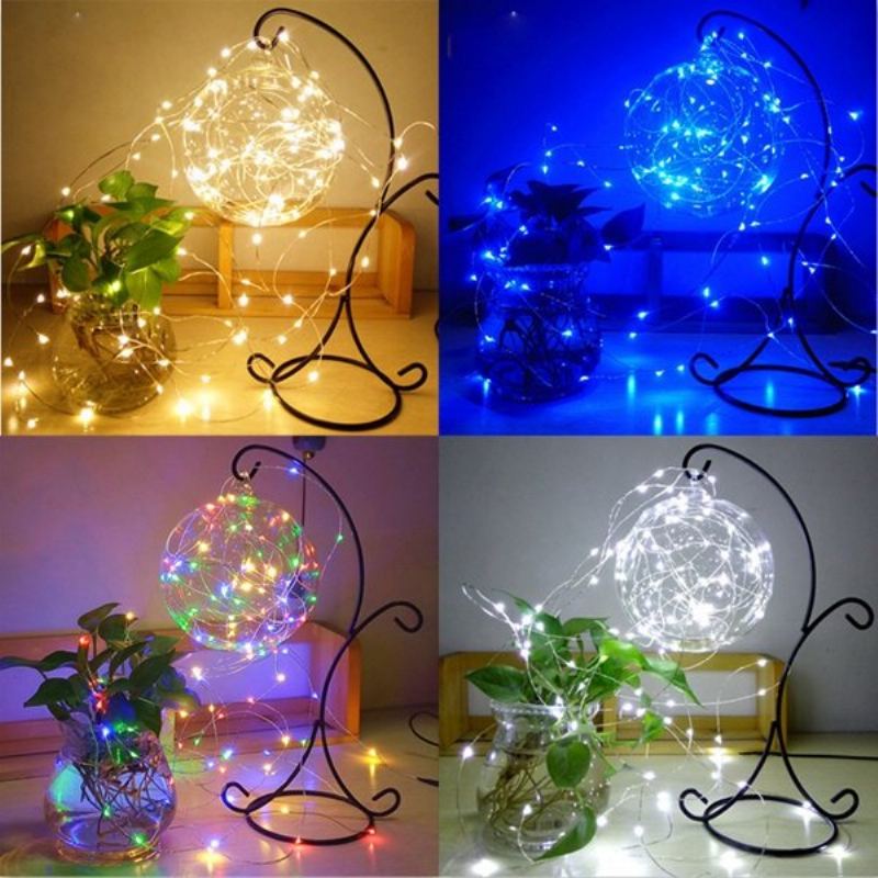 10m 100 Led Měděný Drát Fairy String Light Bateriový Vodotěsný Party Decor Black Shell