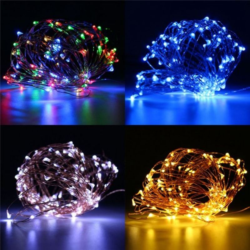 10m 100 Led Měděný Drát Fairy String Light Bateriový Vodotěsný Party Decor Black Shell