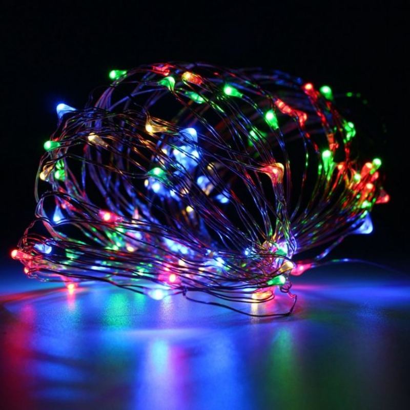 10m 100 Led Měděný Drát Fairy String Light Bateriový Vodotěsný Party Decor Black Shell