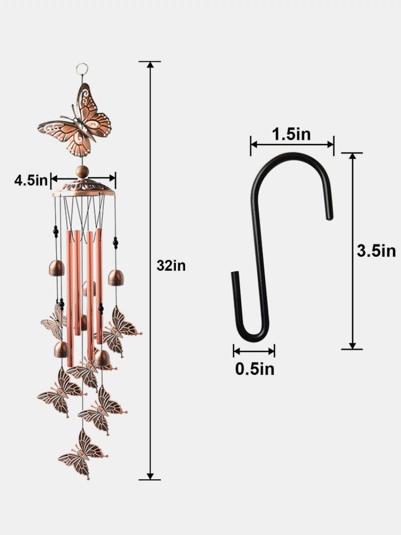 1ks Butterfly Starožitné Zvonkohry Závěsná Ozdoba Domov Venkovní Zahrada Výzdoba Dvora S Háčkem