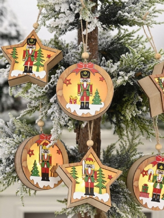 1ks Vánoční Ozdoba Zapálený Dřevěný Ořechový Přívěsek Voják S Přívěskem Malý Stromeček S
