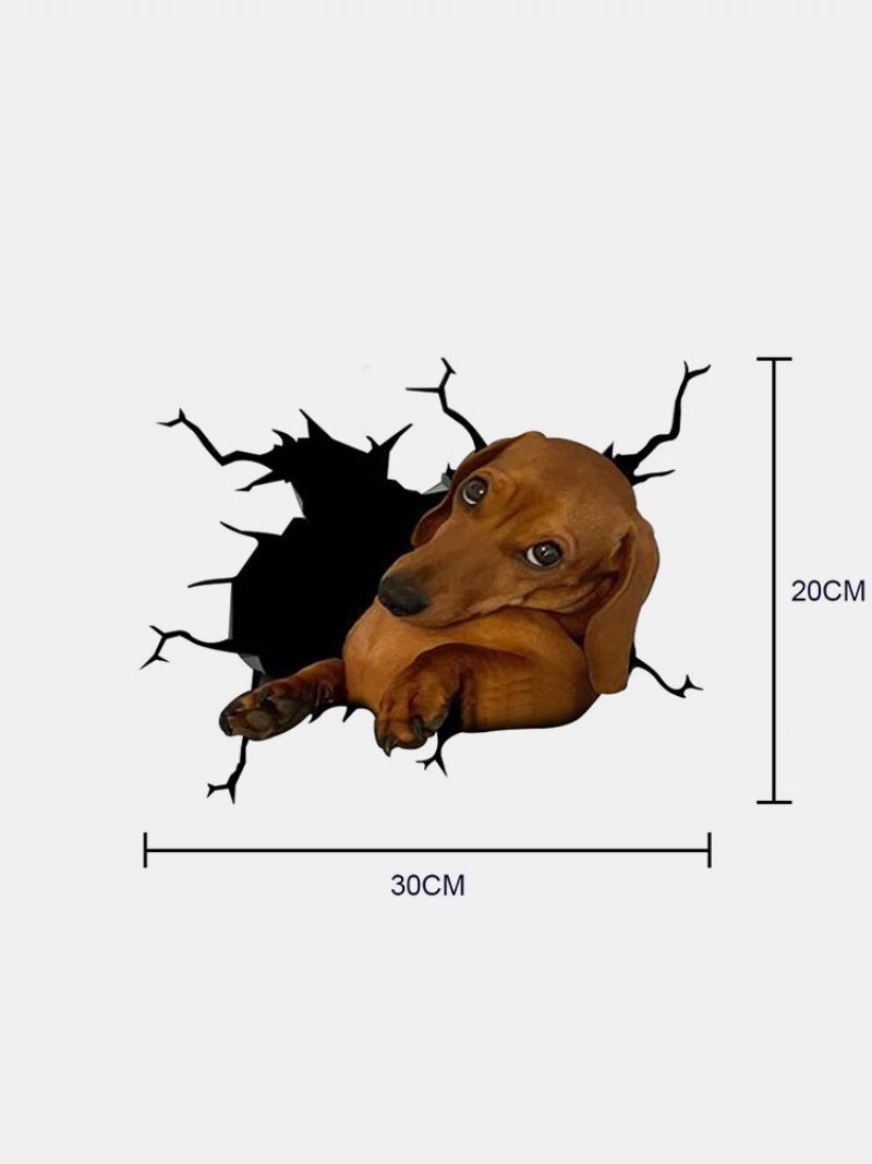 1pc 3d Živá Stěna Okénko Do Auta Psí Vinylový Obtisk Rozbitého Skla Kreativní Samolepky Odnímatelný Dárek Pro Milovníky Psů