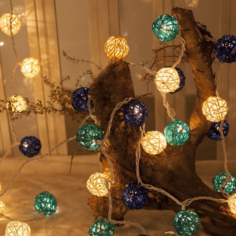 20led Ratanová Svítidla Na Svatební Párty Garden Festival Ball String Lights