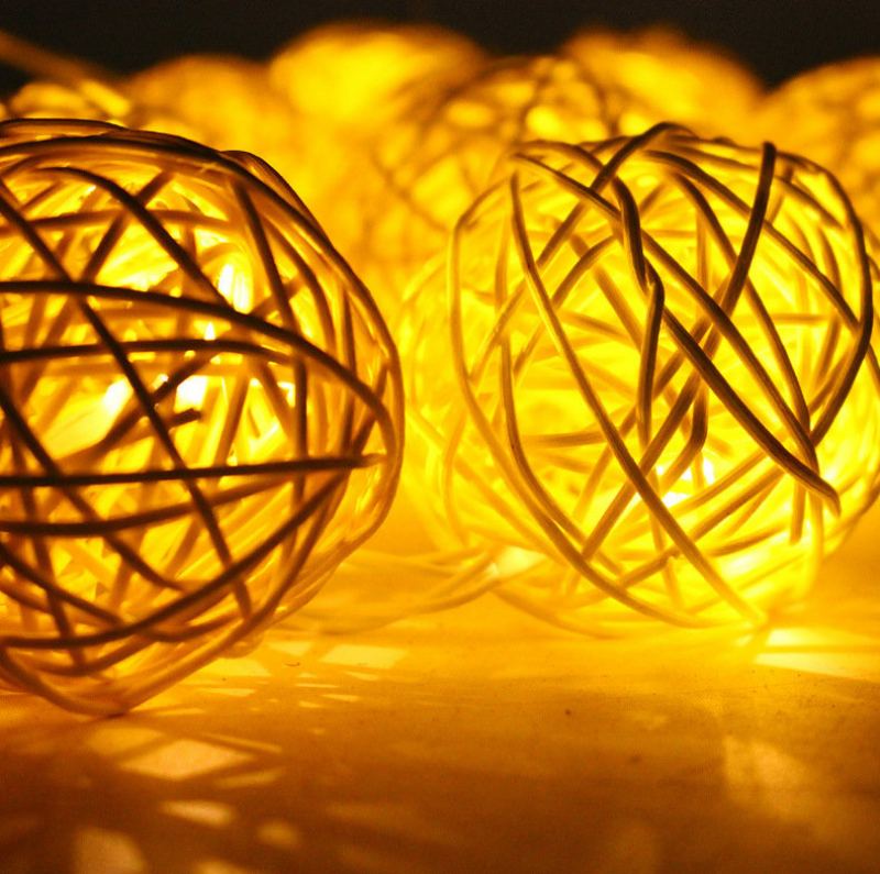 20led Ratanová Svítidla Na Svatební Párty Garden Festival Ball String Lights