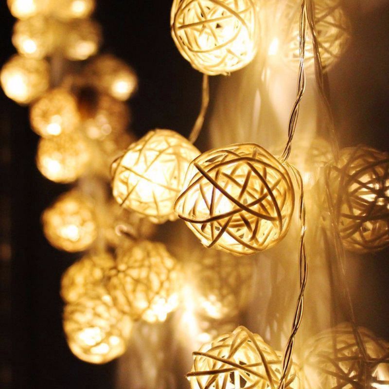 20led Ratanová Svítidla Na Svatební Párty Garden Festival Ball String Lights