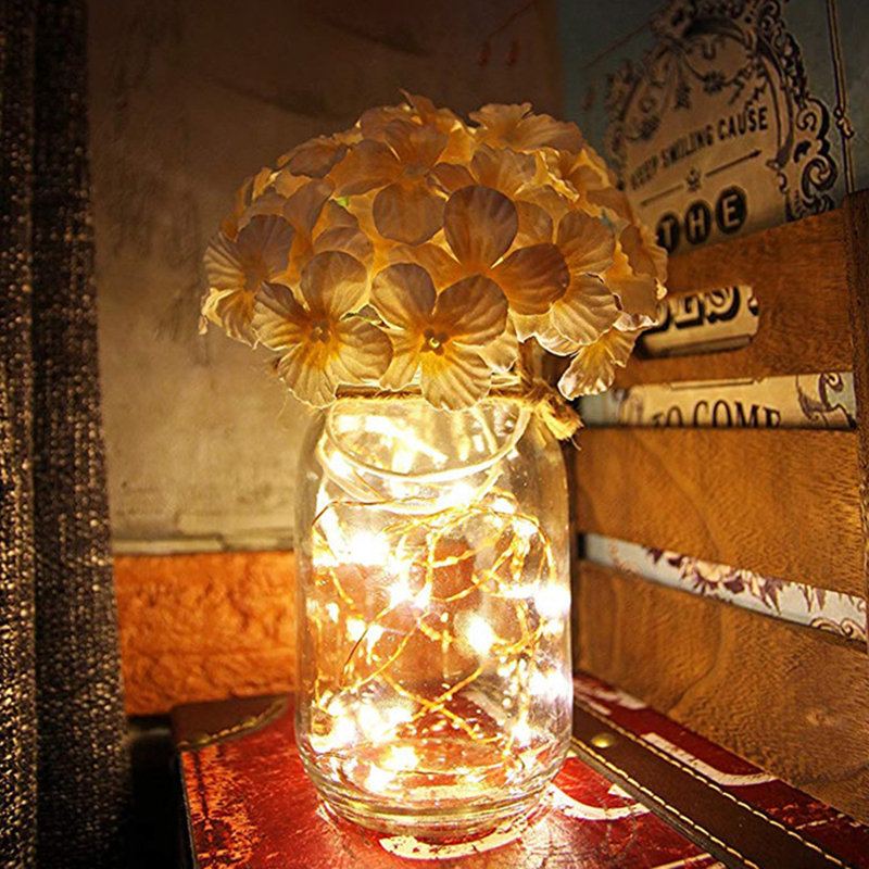 2ks Mason Jar Flower Light S 6hodinovým Časovačem Led Pohádkovými Světly A Květinami Rustikální Domácí Dekorace