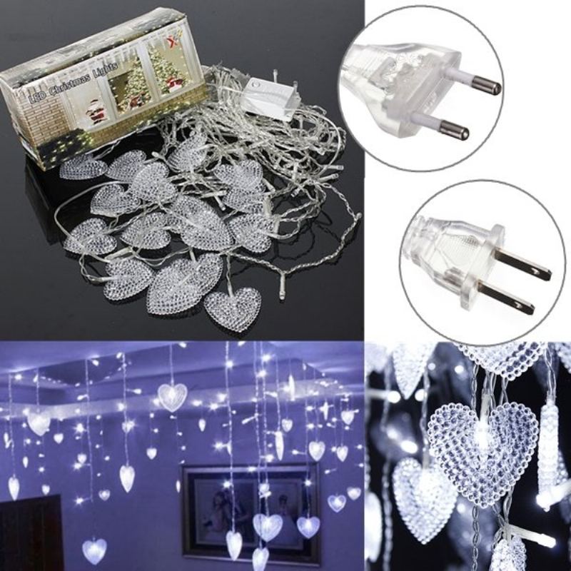 2m White 16 Hearts 104 Led String Fairy Holiday Lights For Party Vánoční Nástěnná Lampa Home Deco